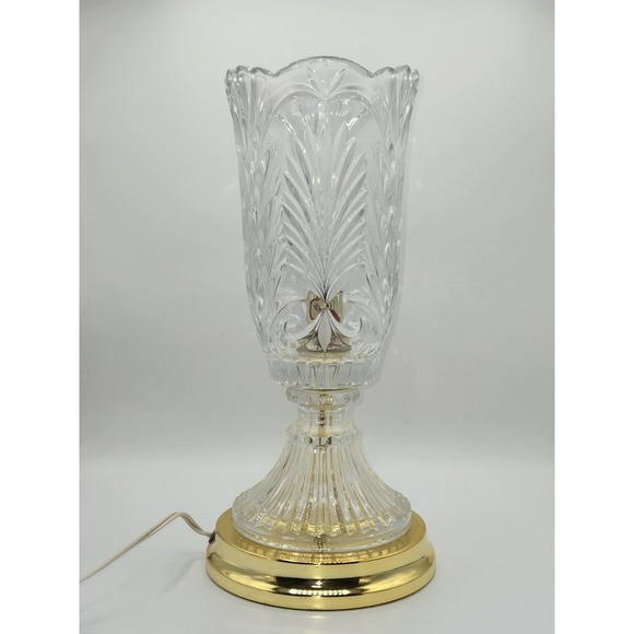 Vintage Hollywood Regency Style Lead Crystal Torchiere Table Lamp 13.5" - Picture 3 of 8
